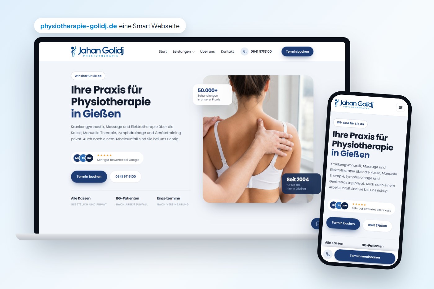 Smart Webseite physiotherapie-golidj.de am Laptop und Handy