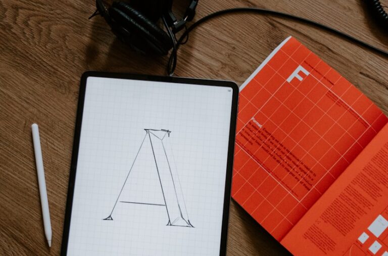 Designer erstellt ein professionelles Logo am Grafiktablett